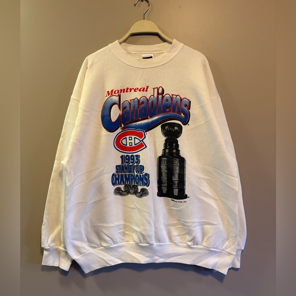 1993 White Montreal Canadiens Crewneck Sweater